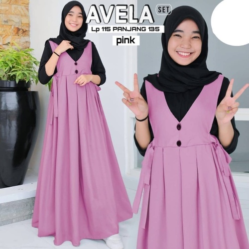 Avela Overall  Set Inner Bahan Mosscrepe Baju Gamis  